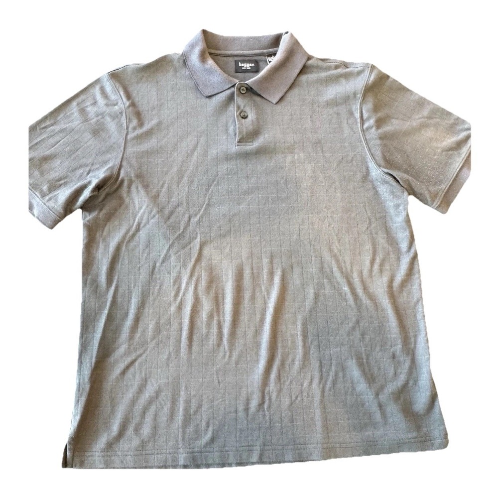 Haggar Tour Polo Shirt Men's L Grey Stripe Golf Casual Comfort